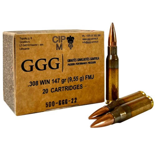 Amunicja GGG .308 WIN FMJ 9,55g – opakowanie