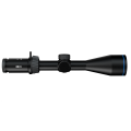 Poziomy profil lunety Meopta Optika6 3-18x56 SFP RD na czarnym tle, widoczna boczna wieżyczka oraz niebieski ring z przodu.