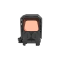 Kolimator Vector Optics Frenzy PLUS 1x31x26 MR - widok z przodu od strony obiektywu, szyba wejściowa z różowym odblaskiem, mocowanie QD
