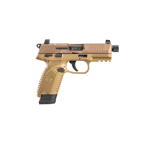 Pistolet FN 502 Tactical FDE – widok z lewej strony