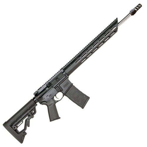 Karabinek Mossberg MMR Pro kal. 5,56mm NATO/.223 Rem - widok ogólny pod kątem, czarny karabin w konfiguracji AR-15 z magazynkiem, szyna M-LOK, regulowana kolba