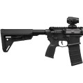 Karabinek Sig Sauer M400 Sentry 16" - zbliżenie na komorę zamkową i kolbę z kolimatorem