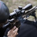 Luneta celownicza Vortex Viper PST II 5-25x50 30 mm AO EBR-4 zamontowana na karabinie