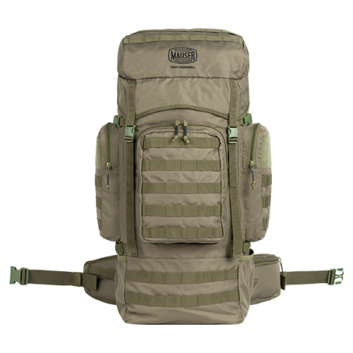 Plecak Mauser Original Backpack 60l - widok z przodu z logo producenta