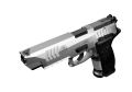Pistolet Steyr ATc 5" Base 9x19 - wizualizacja 3D, widok od przodu pod kątem z logo Steyr na zamku