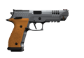 Pistolet sportowy Steyr ATc 5" Rock 9x19 - widok z lewej strony, pomarańczowy chwyt