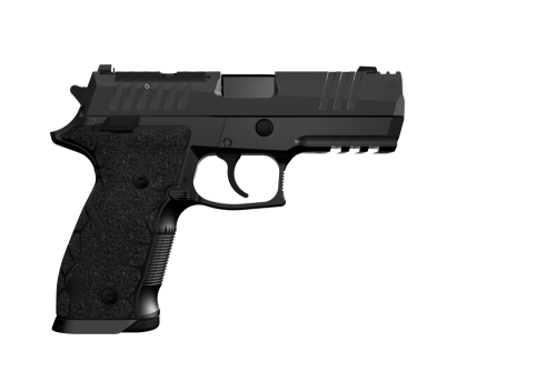 Pistolet Steyr ATD Compact Comp - widok z lewej strony, pełna sylwetka broni