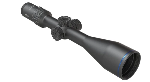 Luneta Meopta MeoHunter R5 5-25x56 FFP RD pod kątem na białym tle.