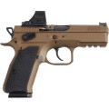Pistolet CZ Shadow 2 Compact Burnt Bronze z celownikiem Holosun 508T – widok z lewej