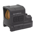 Kolimator Vector Optics Frenzy-S 1x17x20 MRT - widok z przodu-lewej z podstawą QD, napis Vector Optics, przyciski +/-, Multi-Reticle