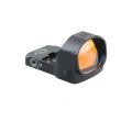 Kolimator Vector Optics Frenzy-X 1x20x28 - widok z lewej pod kątem, pomarańczowy obiektyw, mocowanie pistoletowe