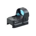 Kolimator Vector Optics Frenzy-X 1x20x28 - widok z lewej strony, niebieski obiektyw antyrefleksyjny, pokrętła regulacji, szyna Picatinny