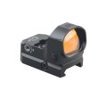 Kolimator Vector Optics Frenzy-X 1x20x28 - widok z lewej pod kątem, pomarańczowy obiektyw, pokrętło regulacji, szyna Picatinny