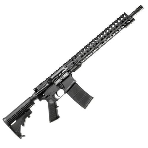 Karabinek POF USA Constable - widok z boku, czarny karabin w konfiguracji AR-15 z chwytem pistoletowym, magazynkiem i regulowaną kolbą