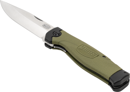 Nóż składany Mauser Green - widok po ukosie na rozłożony nóż