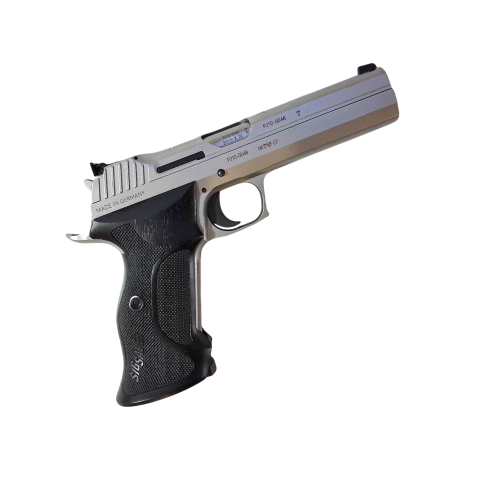 Pistolet Sig Sauer P210 Target Silver - widok z lewej strony pod kątem