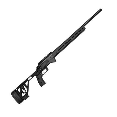 Sztucer Tikka T3x ACE Target z długą ciężką lufą i regulowaną kolbą taktyczną, widok z lewego boku