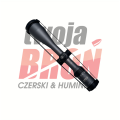 Luneta Sig Sauer Whisky5 2,4-12x56 matowy celownik z założonymi osłonami soczewek na gumce, ułożony ukośnie.