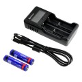 Uniwersalna ładowarka HIKMICRO z ekranem LCD, kabel USB oraz dwa akumulatory