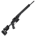Karabin Tikka T3x Tact A1 - karabin precyzyjny z czarną kolbą taktyczną i długą lufą, widok z lewej
