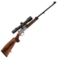 Sztucer łamany Blaser K95 Baronesse – widok z lewej strony z lunetą, pełna sylwetka