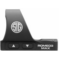 Kolimator Sig Sauer Romeo 3MAX Pro - widok z boku, logo SIG i przyciski regulacji jasności