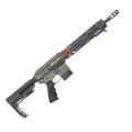 Karabinek JP SCR11 Custom Series - widok całego karabinu z prawej strony w wykończeniu OD Green z niebieskimi akcentami