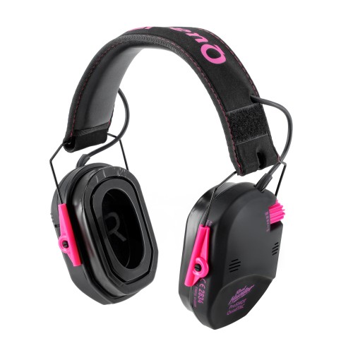 Ochronniki słuchu aktywne RealHunter Active ProSHOT QuadTAC devil pink - widok z przodu