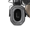 Ochronniki słuchu aktywne RealHunter Active ProSHOT QuadTAC FDE - zbliżenie etui z logo