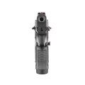 Pistolet Beretta 92X Performance Dark Blue - widok z przodu na wylot lufy, muszkę i przednią ściankę chwytu