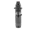 Pistolet Beretta 92X Performance Dark Yellow - widok z przodu na wylot lufy, muszkę i przednią ściankę chwytu