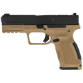 Pistolet Reximex TRX9 Desert Sand - widok z prawej strony, piaskowy szkielet i czarny zamek