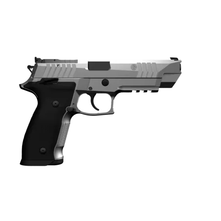 Pistolet Steyr Arms ATC Base  - widok z prawej strony, srebrny zamek z oknem wyrzutowym i czarny chwyt