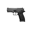 Pistolet Steyr Arms ATD Compact - widok z lewej strony, czarny zamek i teksturowane okładziny chwytu