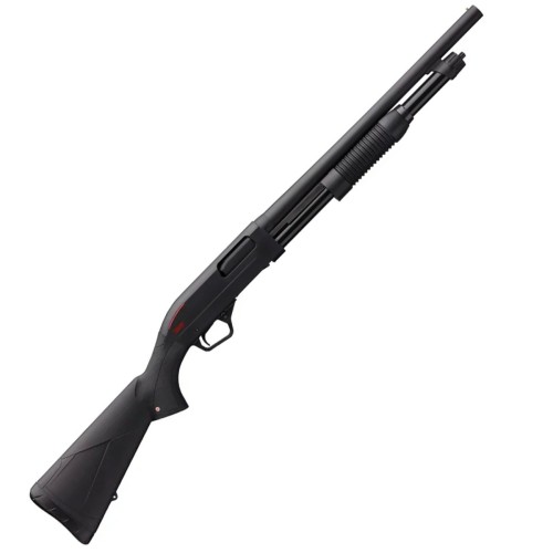 Strzelba Winchester SXP Defender - widok z prawej strony, czarna kolba syntetyczna i lufa