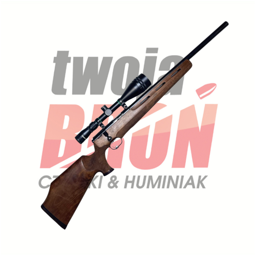 Karabin HW 66 kal. 22LR + luneta Tasco 4-16x50 widok po skosie na prawy bok