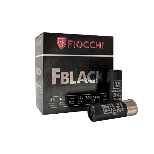Amunicja śrutowa Fiocchi FBlack 12/70 7,5 Trap 24 g – widok opakowania