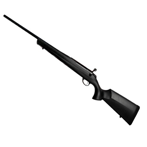 Sztucer Tikka T3x Carbon Raven - czarna syntetyczna kolba i czarna lufa, widok z lewej