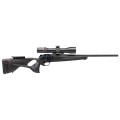 Sztucer Blaser R8 Ultimate – widok z lewej strony, profil broni z lunetą i czarnym łożem