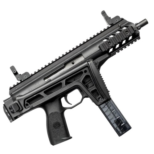 Beretta PMXs — widok z lewej pod kątem, szyna Picatinny i chwyt pistoletowy