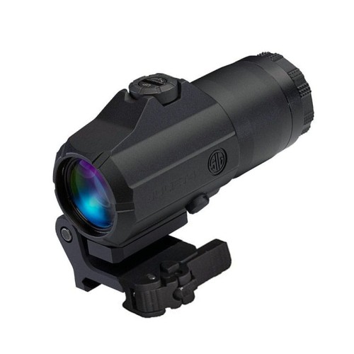 Powiększalnik Sig Sauer Juliet 4 4x24mm - widok pod kątem, soczewka i mocowanie szybkiego demontażu