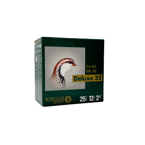 Amunicja Bornaghi kal. 12/70 "4" Deluxe 32 g - widok z przodu pod kątem