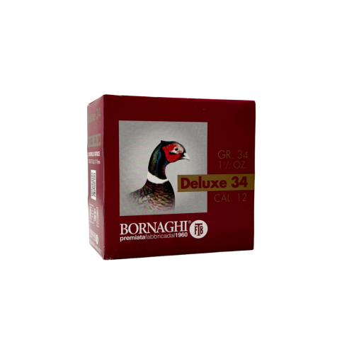 Amunicja Bornaghi kal. 12/70 Deluxe "2" 34 g - widok z przodu pod kątem