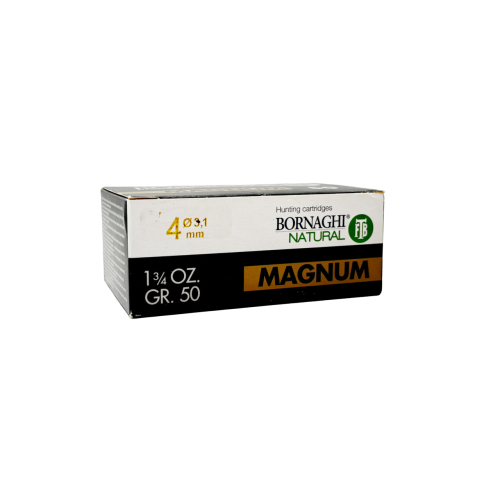 Amunicja Bornaghi Natural 12/76 Magnum "4" 50 g - widok z przodu pod kątem