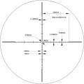 Luneta Vector Optics Aston 3-18x44 SFP – widok siatki celowniczej z wymiarami MOA