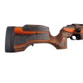 Sztucer Tikka T3x Sporter ST - zbliżenie na pomarańczową kolbę laminatową z zamkiem