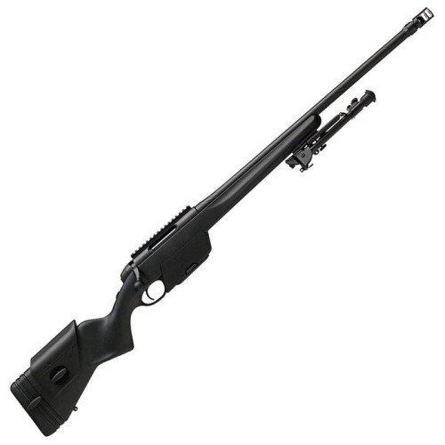 Sztucer Steyr SSG 04 - widok z prawej strony, czarna kolba syntetyczna, szyna z lunetą