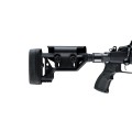 Karabin Tikka T3x Tact A1 - zbliżenie na regulowaną kolbę taktyczną z chwytem pistoletowym i zamkiem