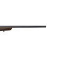 Sztucer Tikka T3x Hunter - zbliżenie na ciemną lufę i przód łoża orzechowego