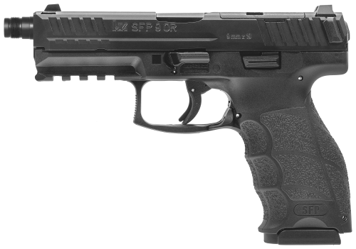 Pistolet Heckler & Koch SFP9 SD OR – widok z lewej strony, z gwintowaną lufą pod tłumik